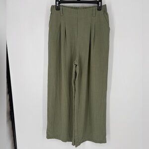 HALARA High Waisted Pocket Wide Leg Casual Linen-Feel Pants